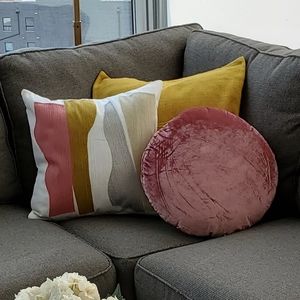 West Elm velvet & embroidered pillows